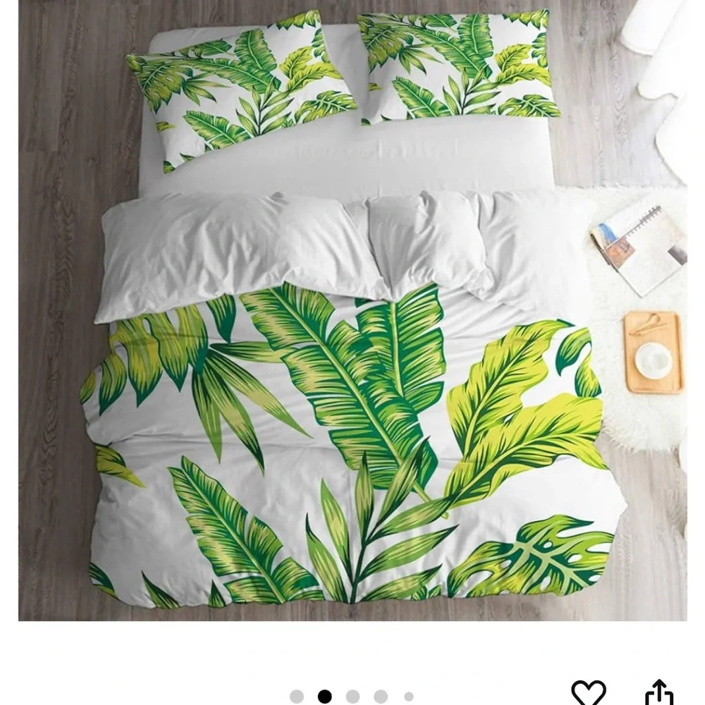 Tropical Leaf Print Duvet Cover & Sham Covers